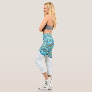 Leggings Capri Attractif mignon motif abstrait l Exercice bleu