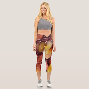 Leggings Capri Automne Feuilles Motif