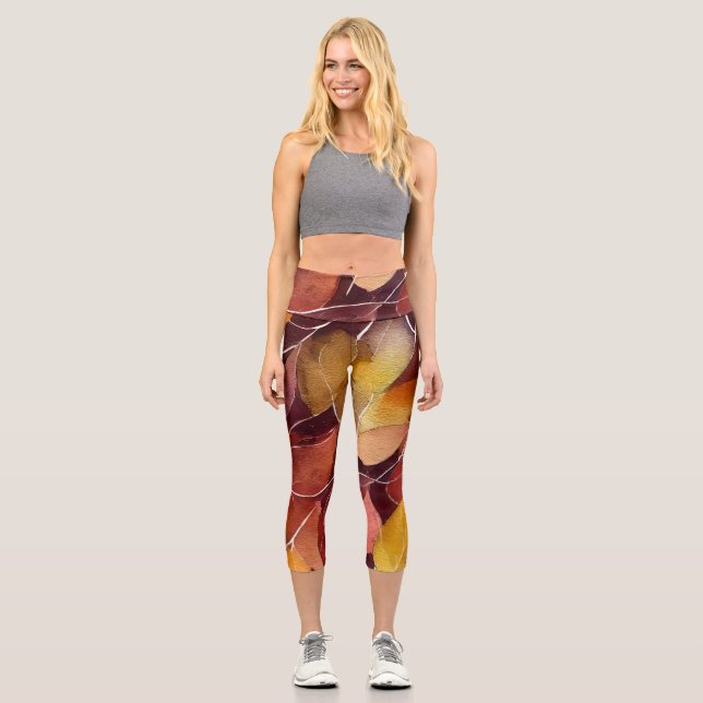 Leggings Capri Automne Feuilles Motif (Recto)