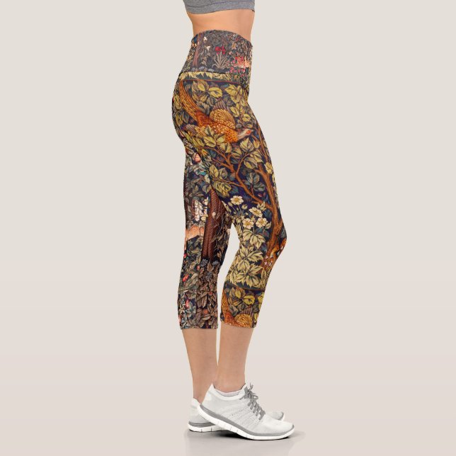 Leggings Capri AUTOMNE FOREST ANIMALS Hares, Pheasant Brown Flora (Droite)