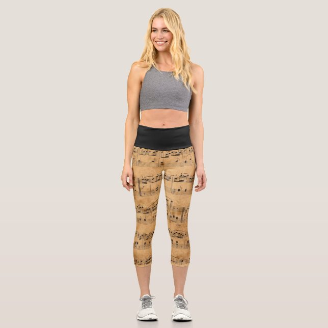 Leggings Capri avec notes musicales Vintages (Recto)