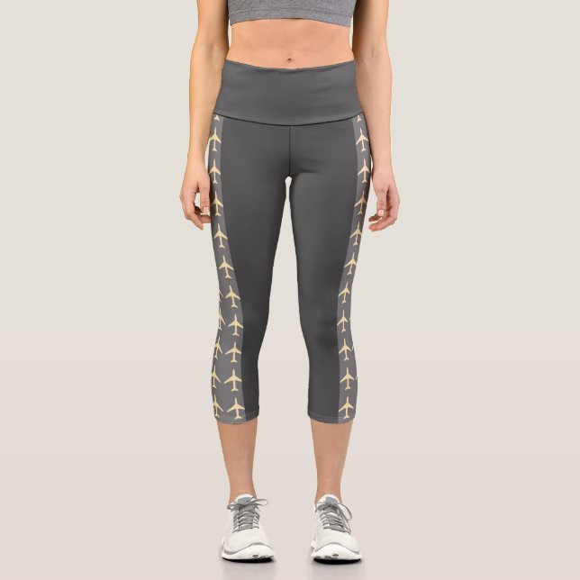 Leggings Capri Avion Pale Jaune Aviation Fly Airways (Recto)
