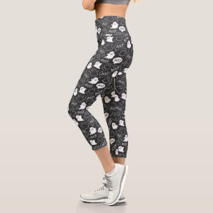 Leggings Capri B&W Cute Doodle Halloween Motif