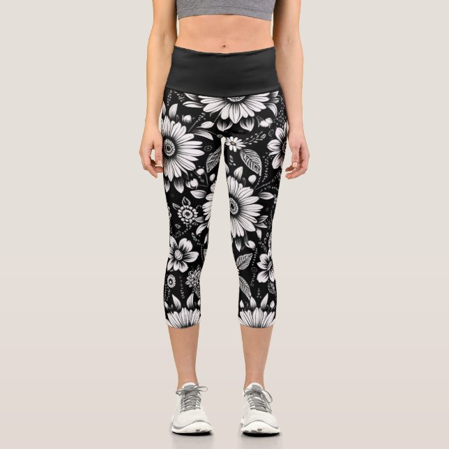 Leggings Capri B&W Daisy Dose (Recto)