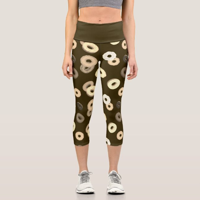 Leggings Capri Bains de vanille au chocolat brun motif élégant (Recto)