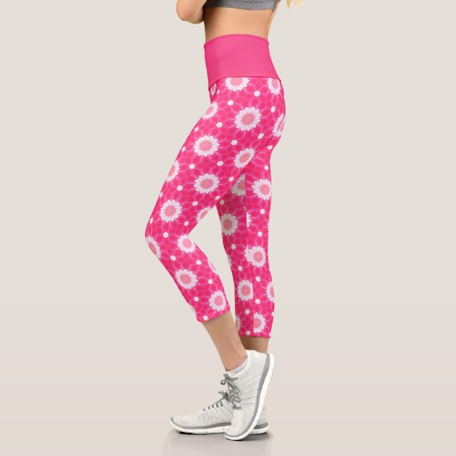 Leggings Capri Baisson blanc et étoiles sur motif arrière - plan  (Gauche)