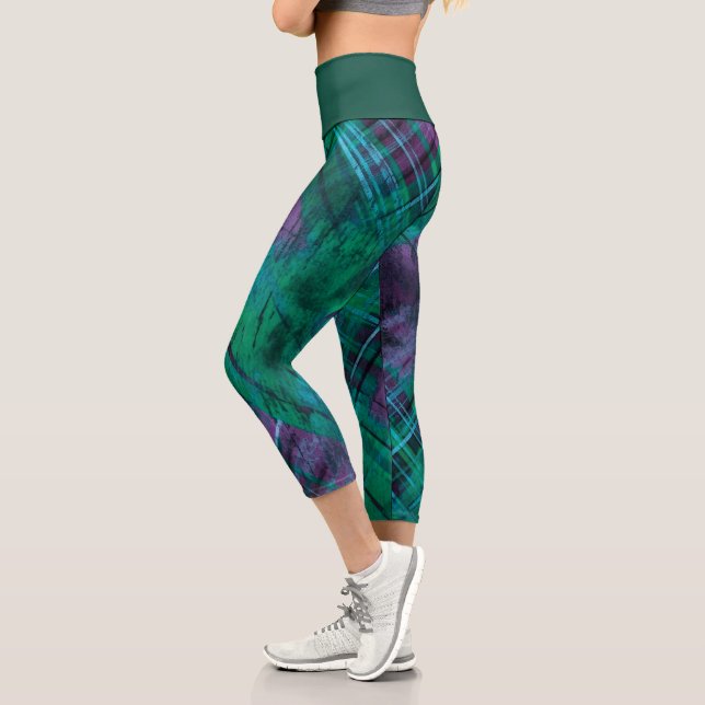 Leggings Capri Balai vert Tartan vert Plaid Check (Gauche)
