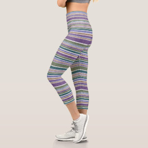 Leggings Capri bande colorée tissu de fausse laine