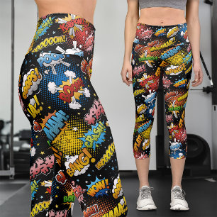 Leggings Capri Bande dessinée Pop Art Dessin animé Super Héros