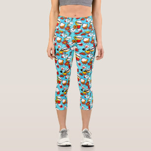 Leggings Capri Bande dessinée Pop Art Super Hero Funny