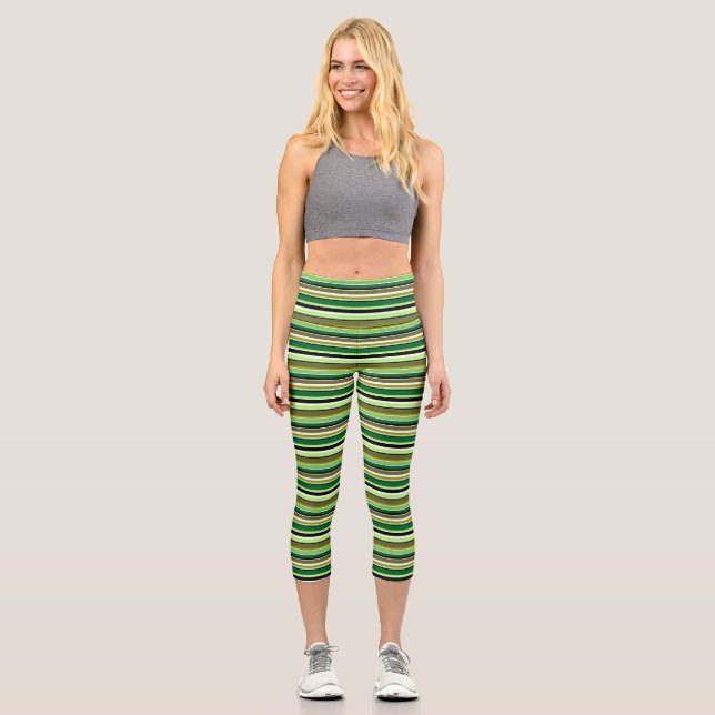Leggings Capri Bandes blanches vert mignonne lancer oreiller (Recto)