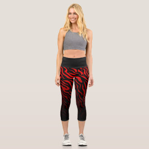 Leggings Capri Bandes de zèbres rouges et noires : Légendes éléga