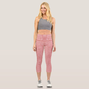 Leggings Capri Bandes horizontales rouges et blanches