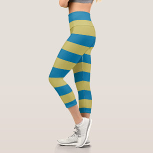Leggings Capri bandes jaune et bleu