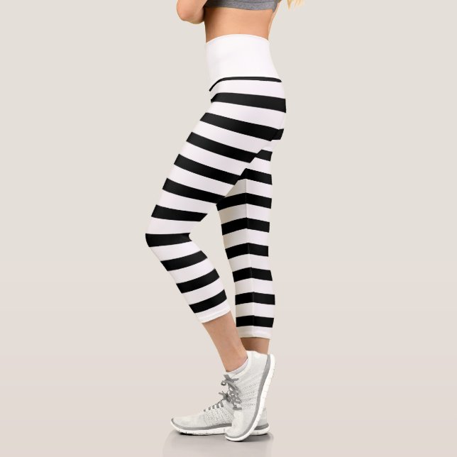Leggings Capri Bandes noires et blanches (Gauche)
