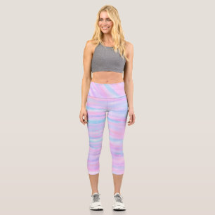 Leggings Capri  Bandes Peintes Turquoise Rose violet