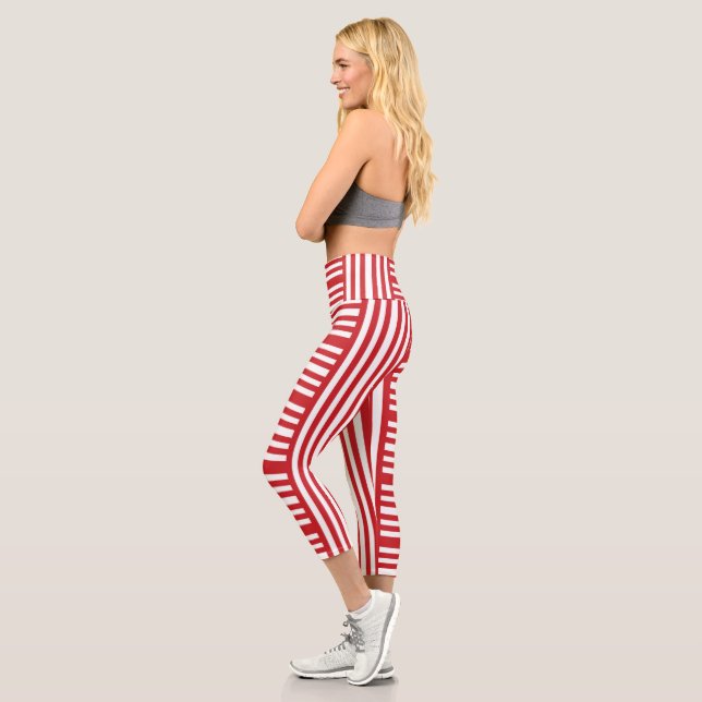Leggings Capri Bandes rouges et blanches (Gauche)