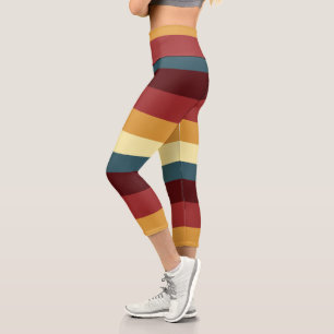 Leggings Capri Bandes rouges, turquoises et jaunes