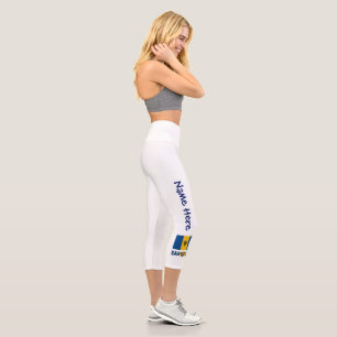 Leggings Capri Barbade et drapeau barbadien avec votre nom