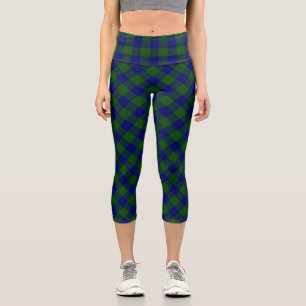 Leggings Capri Barclay tartan bleu vert plaid
