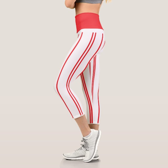 Leggings Capri "Basique rouge et blanc" Capris haut taille (Gauche)