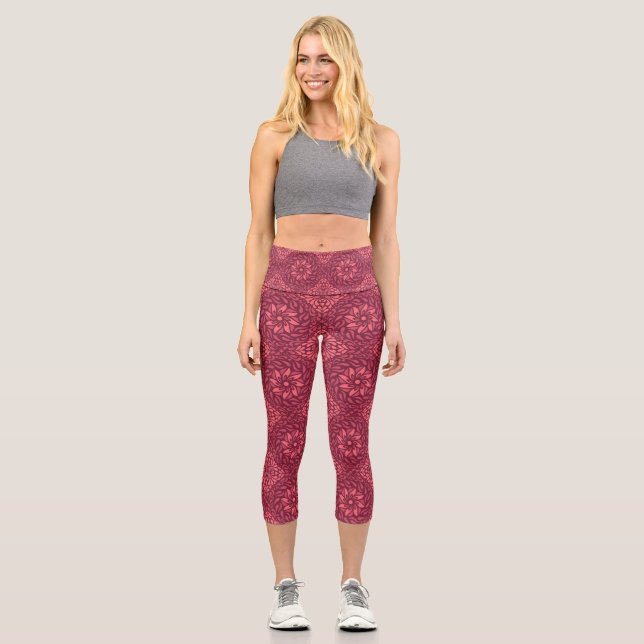 Leggings Capri Batik Art Purple motif Floral (Recto)