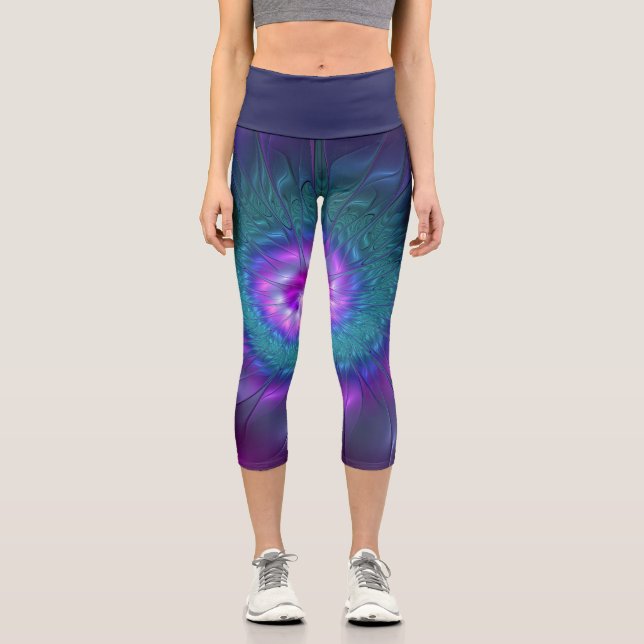 Leggings Capri Beauté florale Abstraite Fleur d'art fractionnée c (Recto)