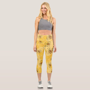 Leggings Capri Bee Buzzing Honey Bees mignonne