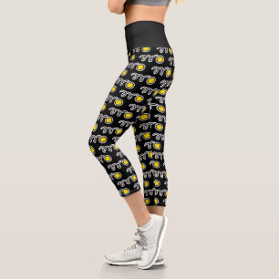 Leggings Capri Belle balle molle sport imprimé noir coutume haut