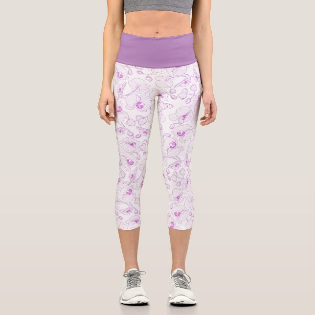 Leggings Capri Belle Orchidée botanique violette Fille Florale (Recto)