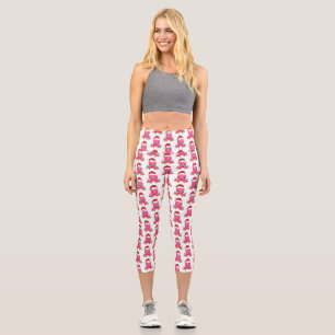 Leggings Capri Belle pieuvre joyeuse en casquette de Noël