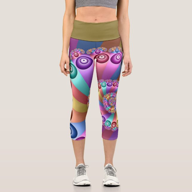 Leggings Capri Belles couleurs arc-en-ciel Art fractal Abstrait (Recto)