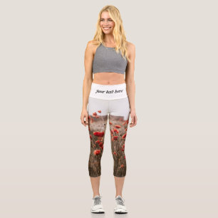 Leggings Capri belles fleurs de coquelicot