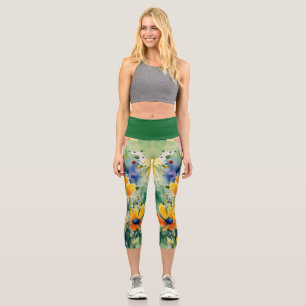 Leggings Capri Belles fleurs et Roses sucrés