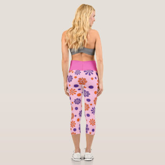 Leggings Capri Belles fleurs sucrées et Motifs Rose