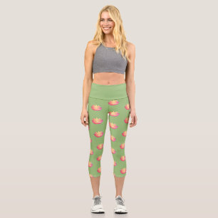 Leggings Capri Belles légumineuses motifs de lotus roses.
