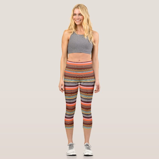 Leggings Capri Belles rayures colorées (Recto)