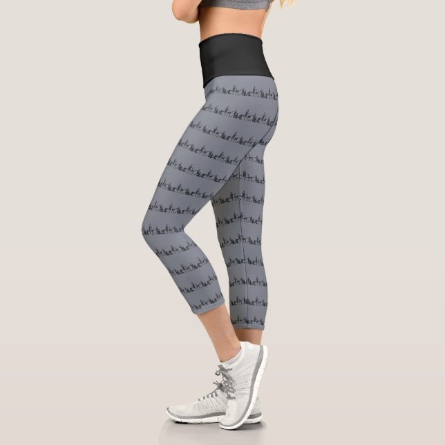 Leggings Capri Bendy Bones -Funny Yogi Skeletons- Gray Activewear (Gauche)