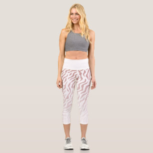 Leggings Capri Blancs Zèbre et Rose : Légendes élégantes