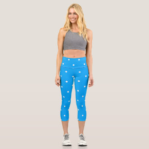Leggings Capri Bleu avec points blancs