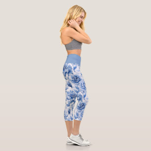Leggings Capri Bleu Chic Toile de Jouy
