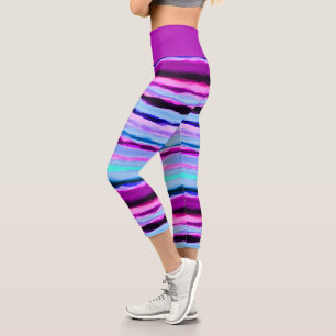 Leggings Capri Bleu et rose Abstrait