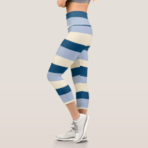 Leggings Capri Bleu foncé, Bleu clair et Crème