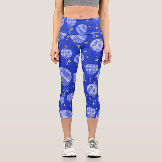 Leggings Capri Bleu foncé Hot Air Balloon Design Capris (Recto)
