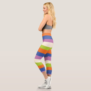 Leggings Capri Bleu, orange, violet, vert et