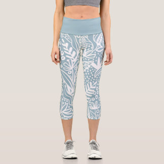 Leggings Capri Bleu Poudre Floral