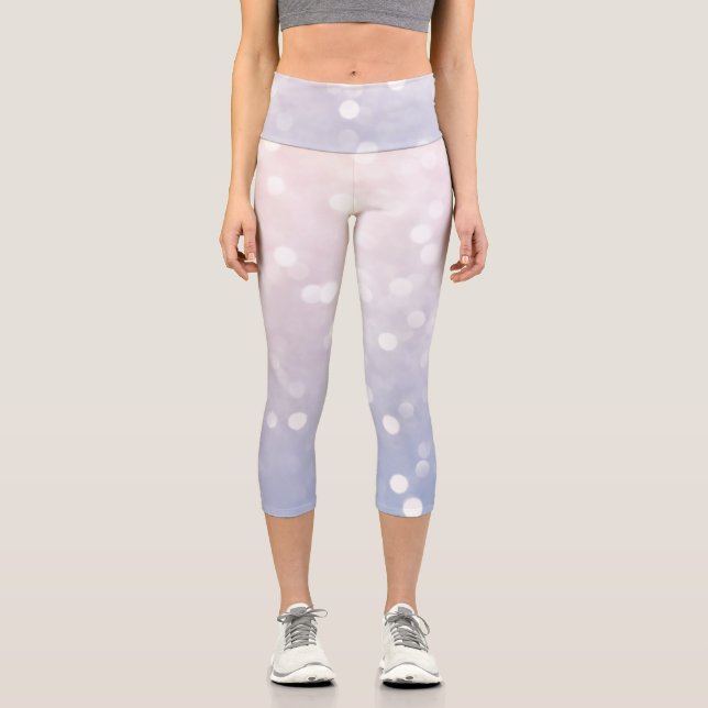 Leggings Capri Bleu rose doux Pastel pétillant bokeh Abstrait (Recto)