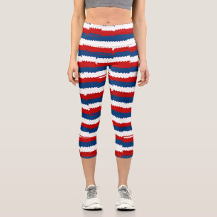 Leggings Capri Bleu rouge Blancs