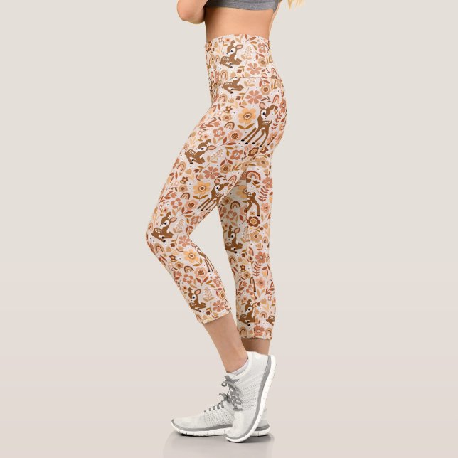 Leggings Capri Boeuf mignon cerf modèle floral (Gauche)
