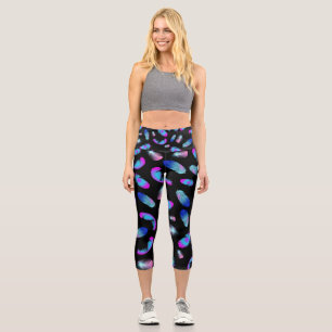 LEGGINGS CAPRI BOHO BLUE ROSE MOTIF